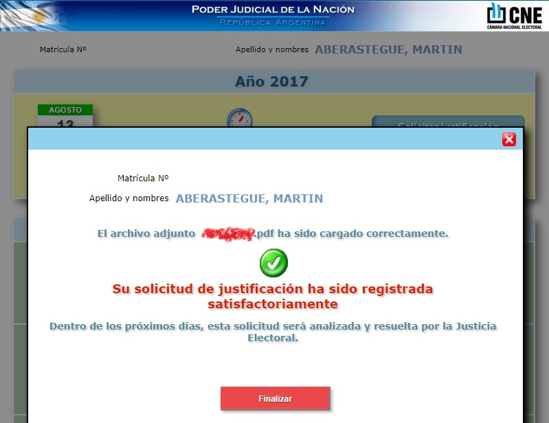 ¿Qué hacer cuando no podés votar por viaje? - Documentos enviados