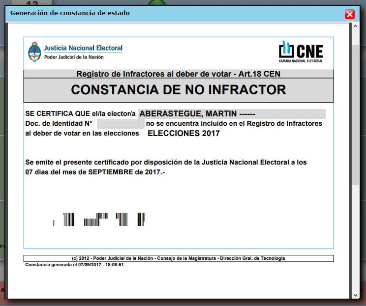 ¿Qué hacer cuando no podés votar por viaje? - Constancia de no infractor