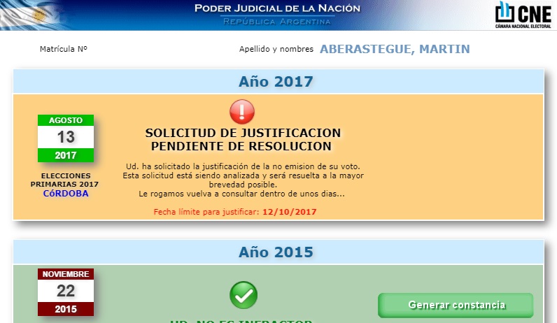 ¿Qué hacer cuando no podés votar por viaje? - Justificación pendiente